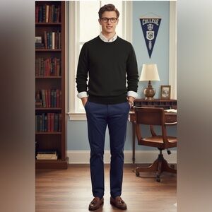 Men's Joseph & Lyman 100% Merino Wool Charcoal Gray Preppy Sweater M